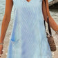 Vestido Boho Azul A Rayas Sin Mangas Escote V Con Bolsillos