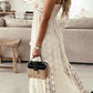 Vestido Boho Beige De Encaje Tirantes Cuello En V