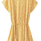 Vestido Boho Corto Amarillo Floral Cuello En V Manga Corta Verano