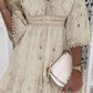 Vestido Boho Corto De Encaje Cuello En V Manga 3/4