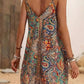 Vestido Boho Corto De Tirantes Estampado Étnico Cuello En V
