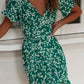 Vestido Boho Corto Floral Cuello En V Manga Corta