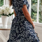 Vestido Boho Corto Floral Cuello En V Manga Corta
