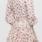 Vestido Boho Corto Floral Cuello En V Manga Larga Con Volantes