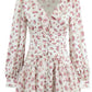 Vestido Boho Corto Floral Cuello En V Manga Larga Con Volantes