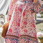 Vestido Boho Corto Floral Cuello En V Manga Larga Estilo Verano Playa