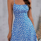Vestido Boho Corto Floral Escote Recto Tirantes Finos Sin Mangas