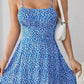 Vestido Boho Corto Floral Escote Recto Tirantes Finos Sin Mangas
