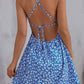 Vestido Boho Corto Floral Escote Recto Tirantes Finos Sin Mangas