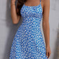 Vestido Boho Corto Floral Escote Recto Tirantes Finos Sin Mangas