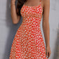 Vestido Boho Corto Floral Escote Recto Tirantes Finos Sin Mangas