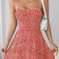 Vestido Boho Corto Floral Escote Recto Tirantes Finos Sin Mangas