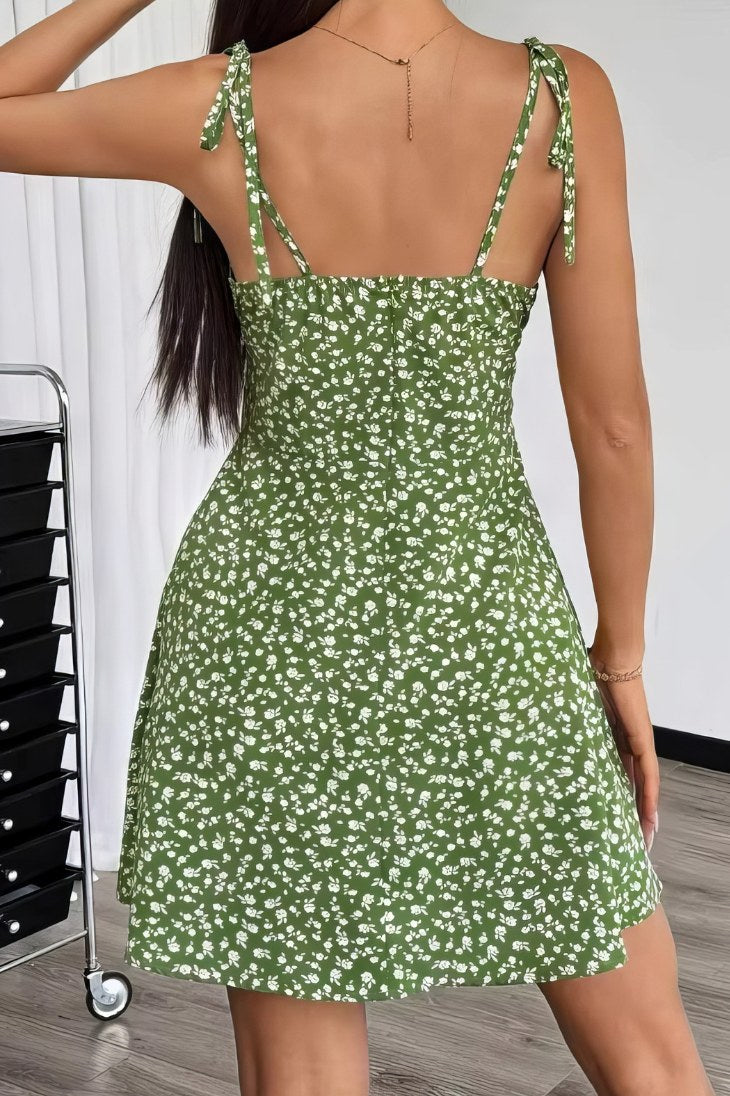 Vestido Boho Corto Floral Tirantes Finos Sin Mangas