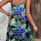 Vestido Boho Corto Floral Tropical Tirantes Finos Sin Mangas