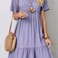 Vestido Boho Corto Manga Corta Cuello En V