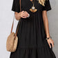 Vestido Boho Corto Manga Corta Cuello En V