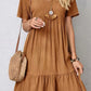 Vestido Boho Corto Manga Corta Cuello En V