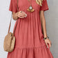 Vestido Boho Corto Manga Corta Cuello En V