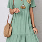 Vestido Boho Corto Manga Corta Cuello En V