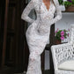 Vestido Boho De Encaje Largo Manga Larga Escote En V