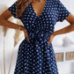 Vestido Boho De Lunares Corto Manga Corta Escote En V