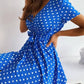 Vestido Boho De Lunares Corto Manga Corta Escote En V