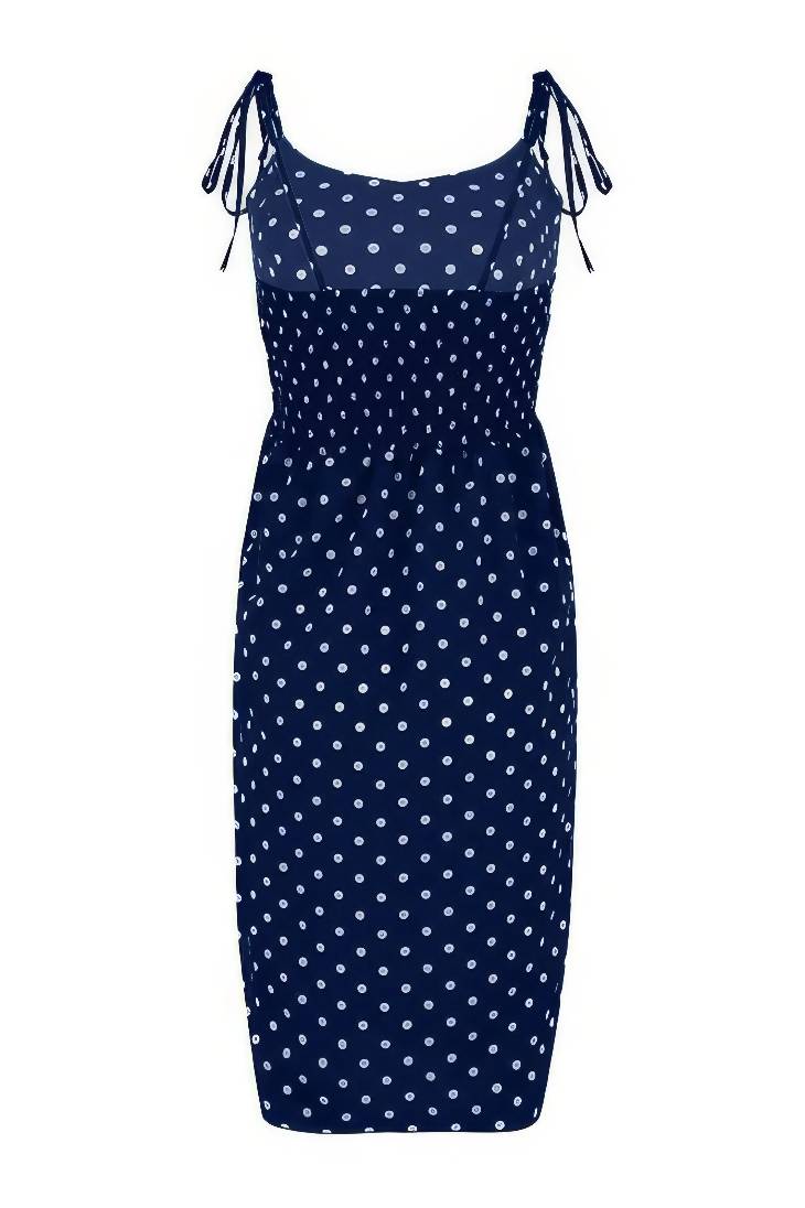 Vestido Boho De Lunares Largo Tirantes Sin Mangas Con Abertura