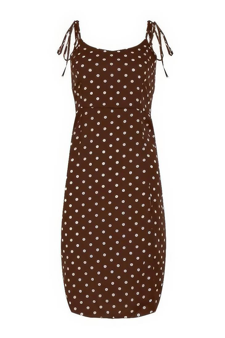 Vestido Boho De Lunares Largo Tirantes Sin Mangas Con Abertura