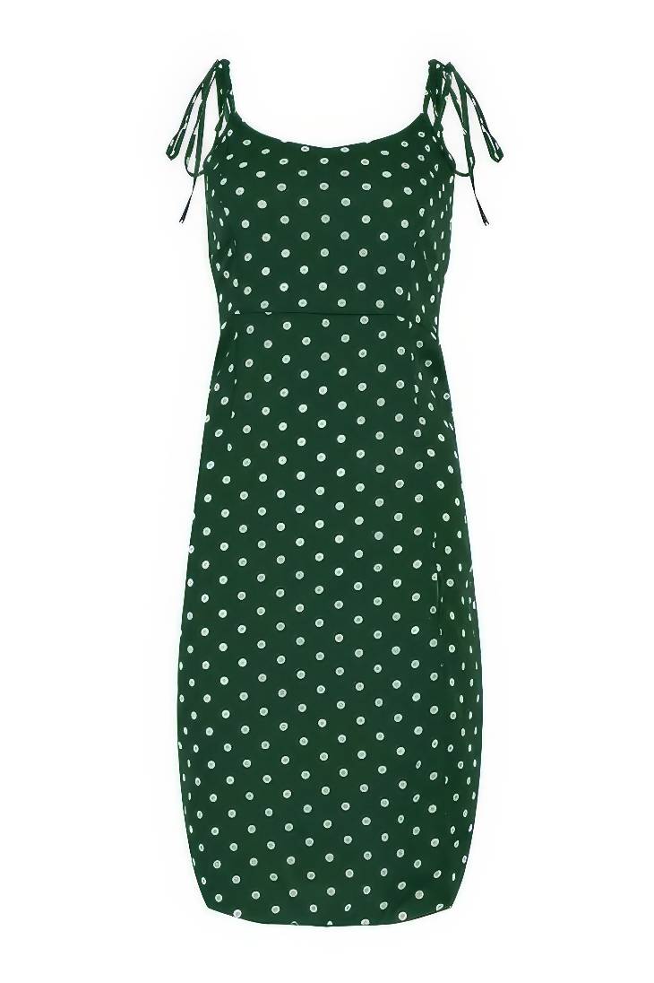 Vestido Boho De Lunares Largo Tirantes Sin Mangas Con Abertura