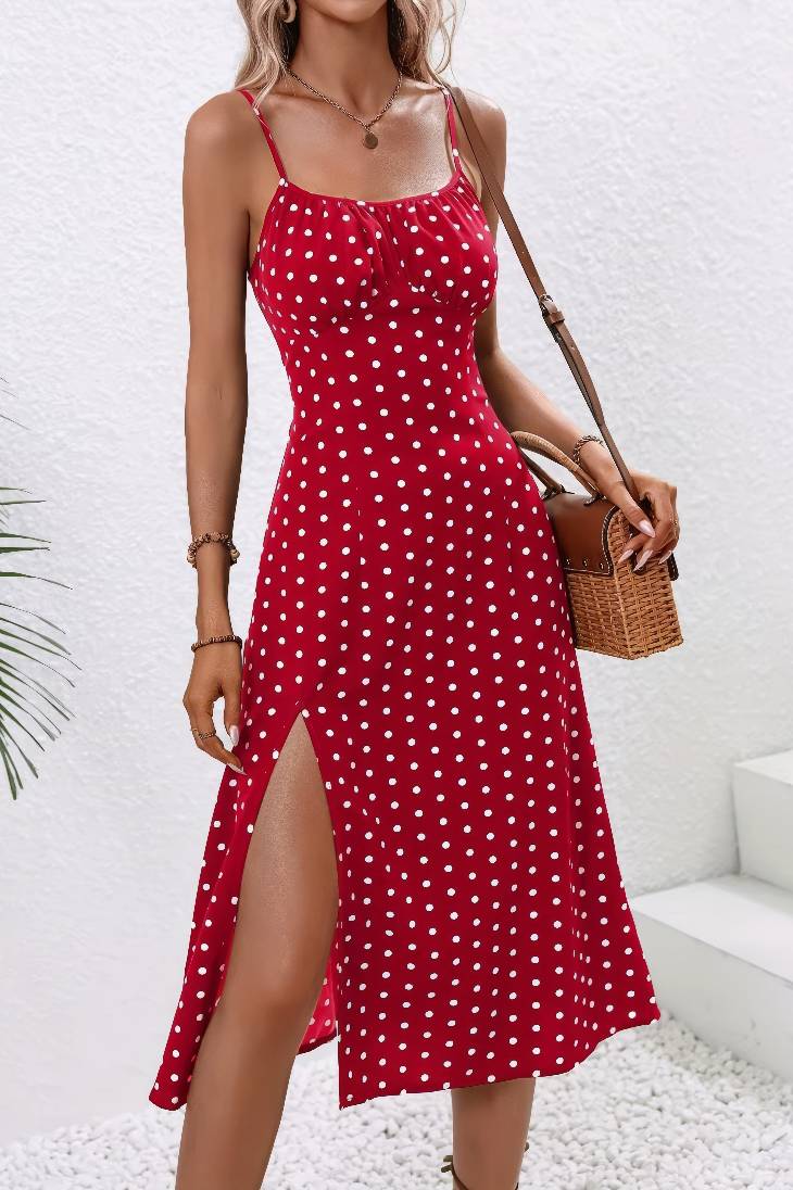 Vestido Boho De Lunares Tirantes Finos Sin Mangas