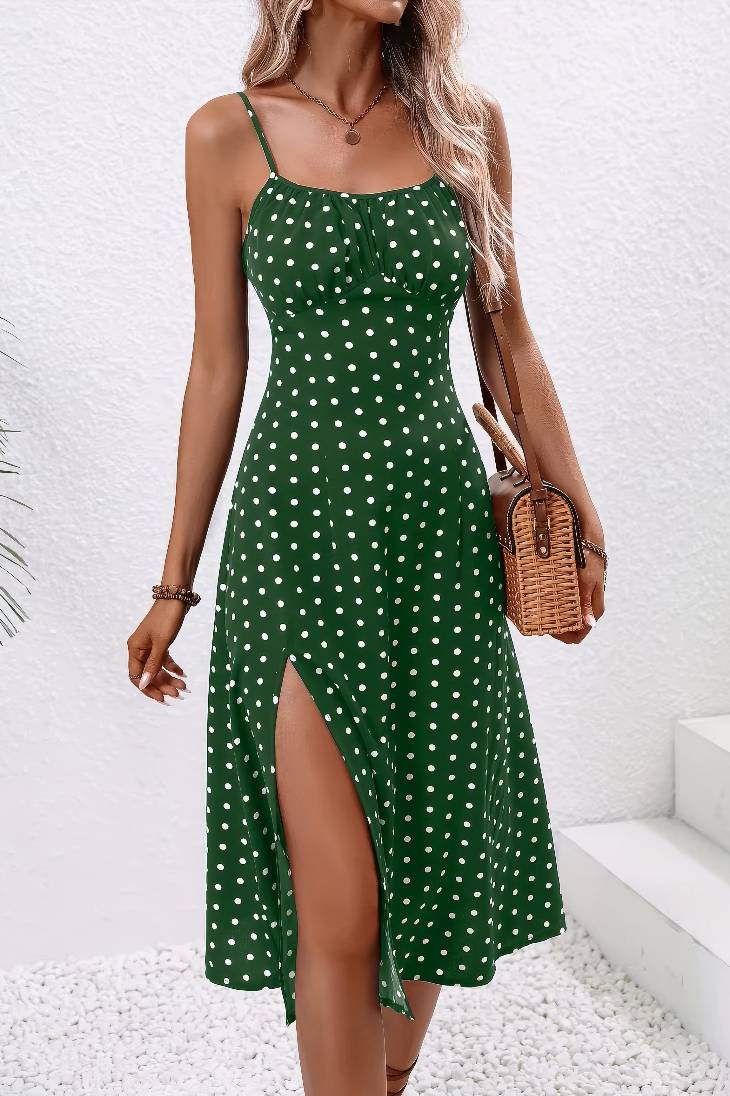 Vestido Boho De Lunares Tirantes Finos Sin Mangas