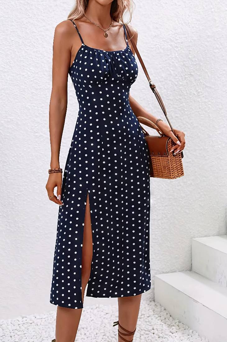Vestido Boho De Lunares Tirantes Finos Sin Mangas