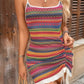 Vestido Boho Estampado Étnico Corto Tirantes Con Cordón