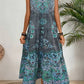 Vestido Boho Estampado Étnico Sin Mangas Largo