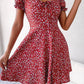 Vestido Boho Floral Corto Escote Cuadrado Manga Corta Con Volantes