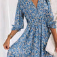 Vestido Boho Floral Corto Escote V Manga 3/4 Fluid
