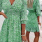 Vestido Boho Floral Corto Escote V Manga 3/4 Fluid