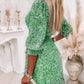 Vestido Boho Floral Corto Escote V Manga 3/4 Fluid