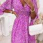 Vestido Boho Floral Corto Escote V Manga 3/4 Fluid