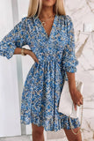 Vestido Boho Floral Corto Escote V Manga 3/4 Fluid