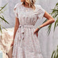 Vestido Boho Floral Corto Manga Corta Con Cinturón