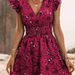 Vestido Boho Floral Corto Manga Corta Con Volantes Escote En V
