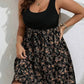 Vestido Boho Floral Corto Sin Mangas Cuello Redondo Talla Grande