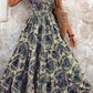 Vestido Boho Floral Largo Escote V Fluido