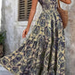 Vestido Boho Floral Largo Escote V Fluido