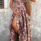 Vestido Boho Floral Largo Escote V Fluido