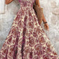 Vestido Boho Floral Largo Escote V Fluido