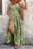 Vestido Boho Floral Largo Escote V Fluido