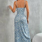 Vestido Boho Floral Largo Tirantes Finos Sin Mangas Escote Recto Con Abertura