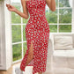 Vestido Boho Floral Largo Tirantes Finos Sin Mangas Escote Recto Con Abertura